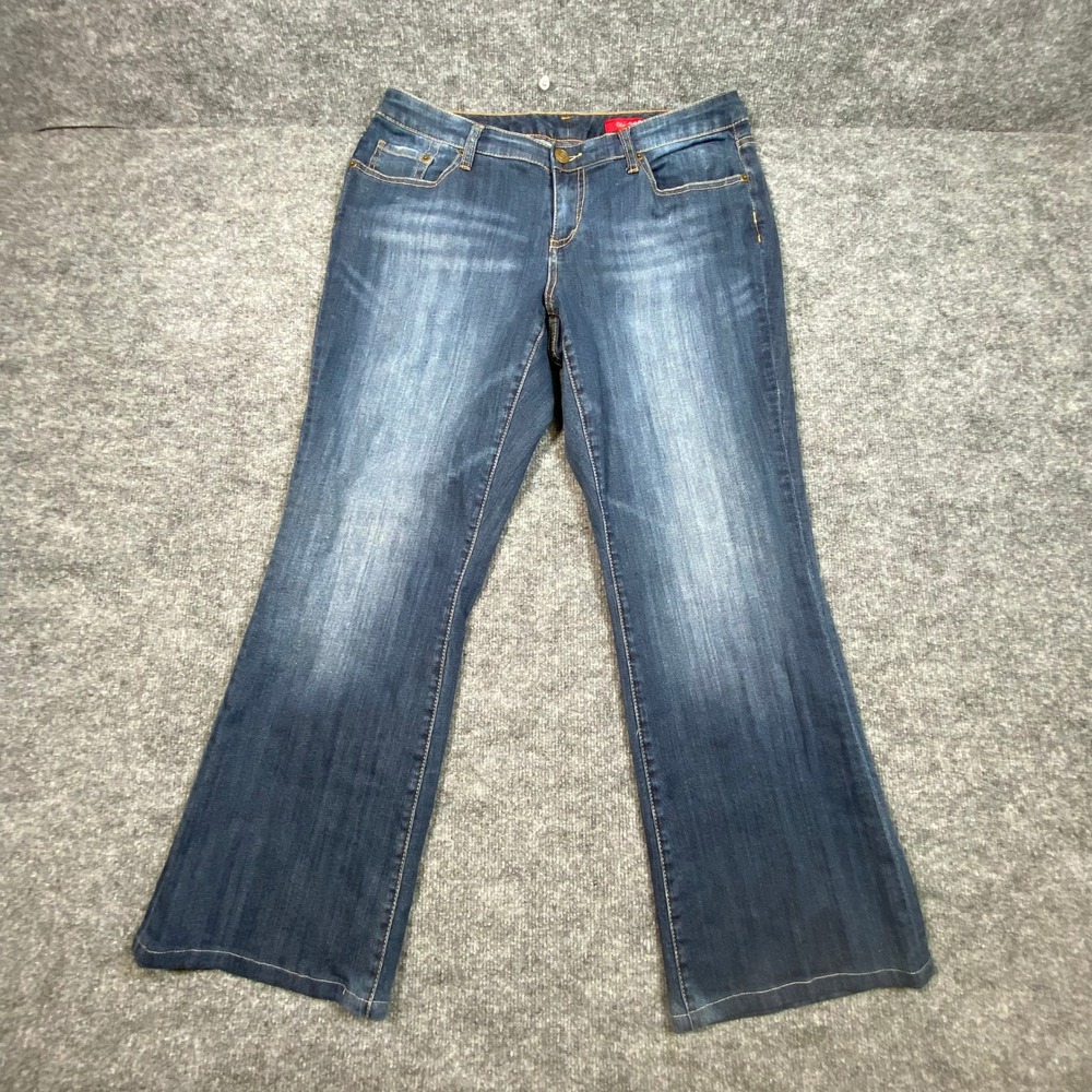 Seven7 Classic Flare Jeans Womens 16 Dark Wash Blue Denim Mid Rise Stretch